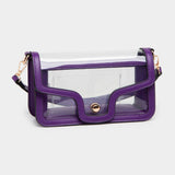 Solid Faux Leather Transparent Rectangle Shoulder Bag