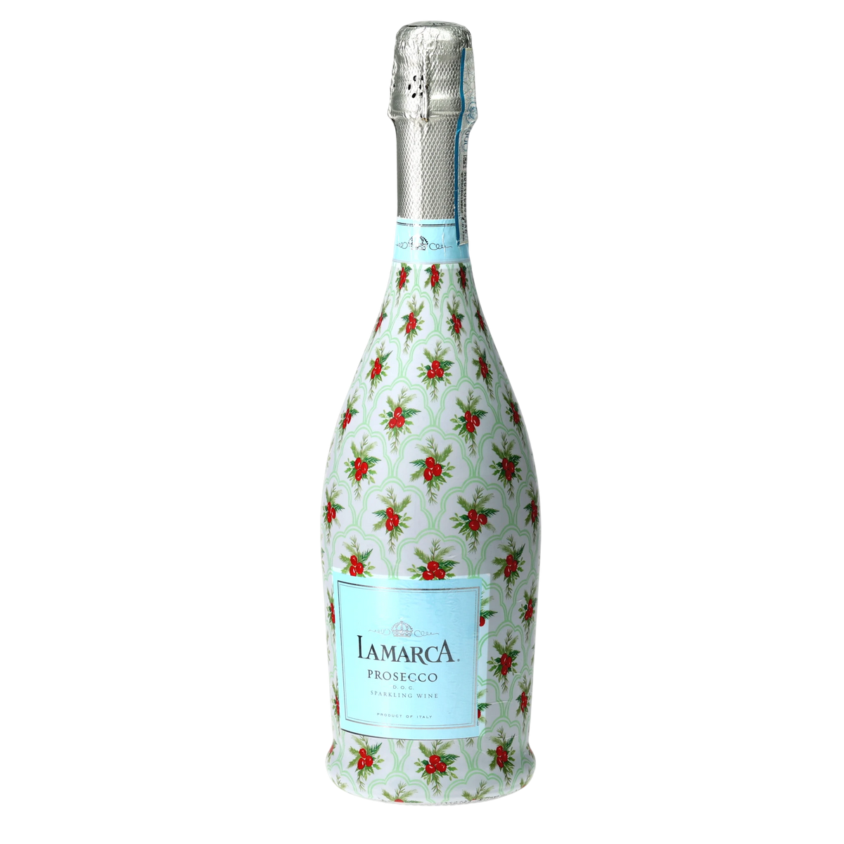 Limited Edition Scalloped Christmas Berries Prosecco Bottle Wrap
