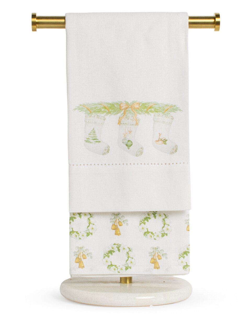 Amaryllis Stocking Hand Towels  Set of 2
