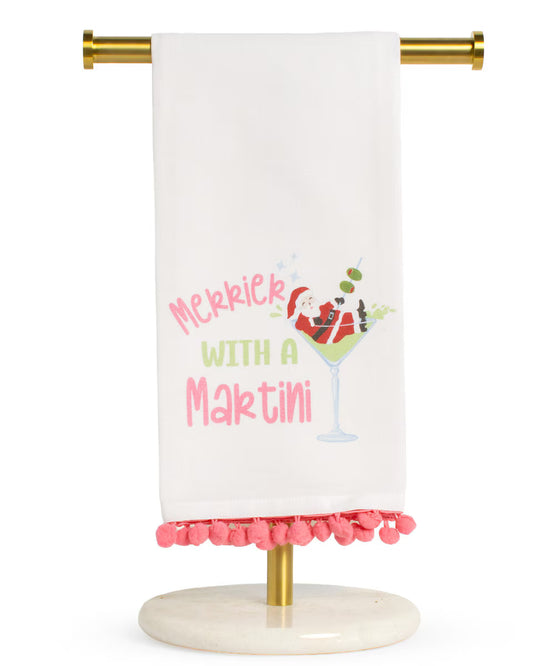 Merrier Martini Pom Pom Hand Towel
