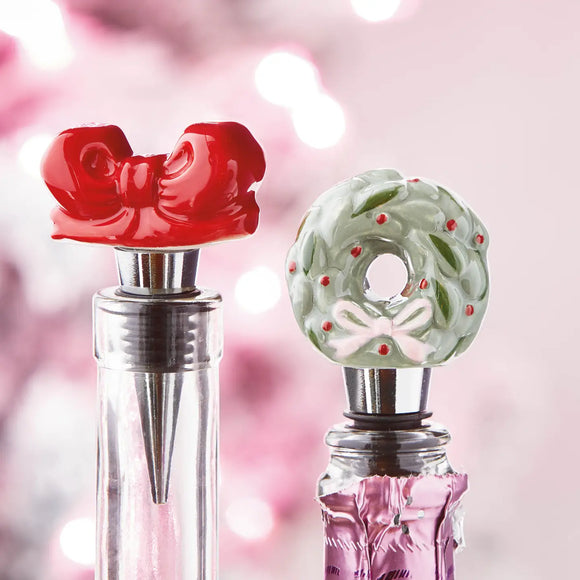 VERY MERRY BOW BOTTLE STOPPER
