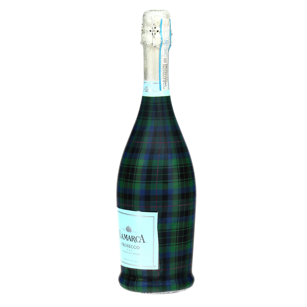 Blue & Green Christmas Tartan Prosecco Bottle Wrap