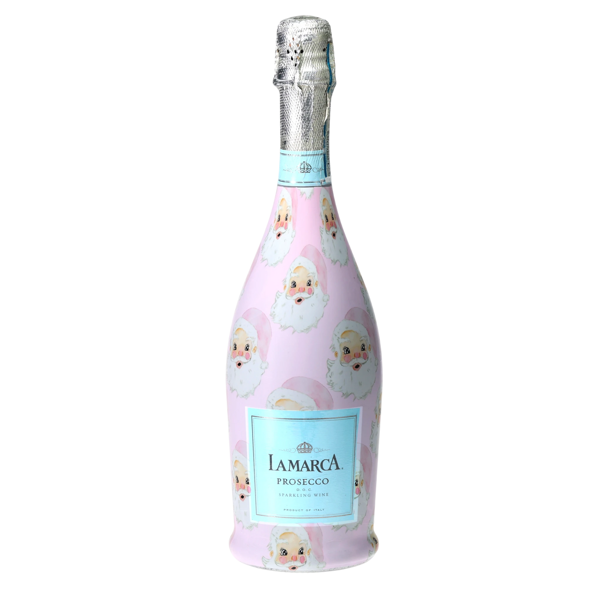 Limited Edition Watercolor Pink Santa Prosecco Bottle Wrap