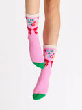 "MERRY & BRIGHT" SOCKS,PINK