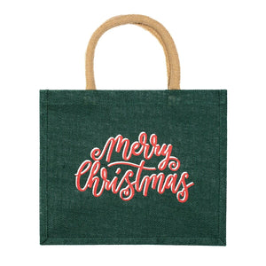 Merry Christmas Gift Tote dark green Large