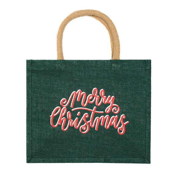 Merry Christmas Gift Tote dark green Large
