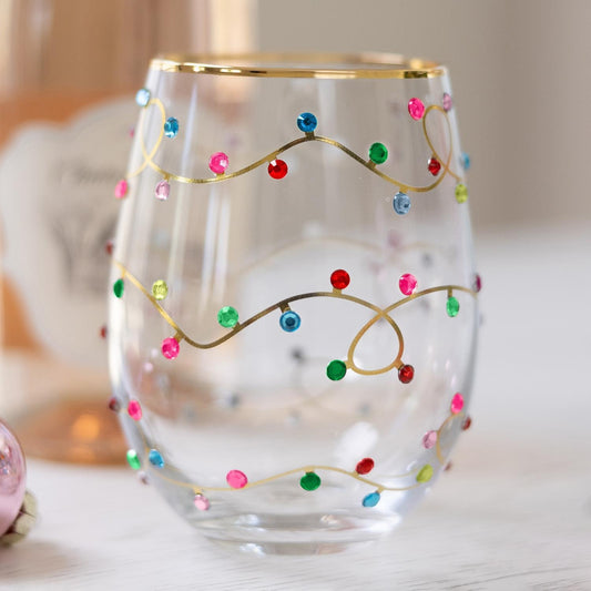 Stemless Wine Glass  Rhinestone Lights