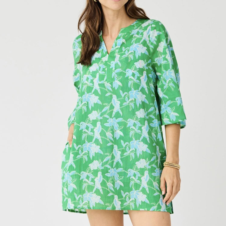 Elizabeth Beach Dress Tiki Tropcs Grn PK