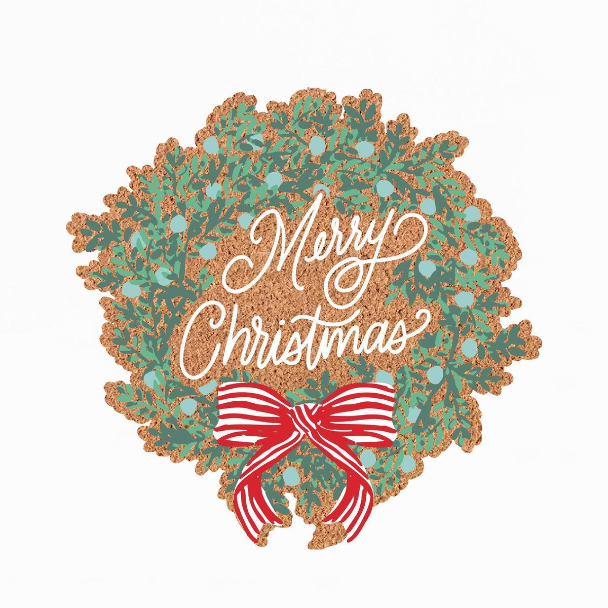 Door Mat Wreath Merry Christmas