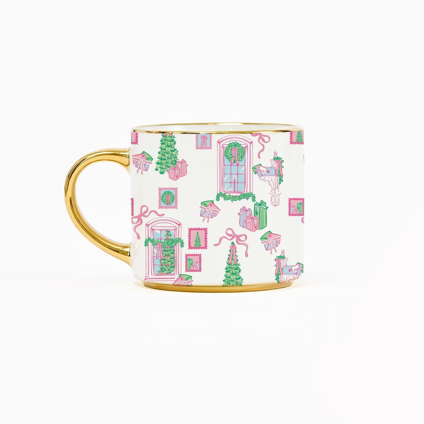 Cafe Mug  Christmas Cottage Pattern