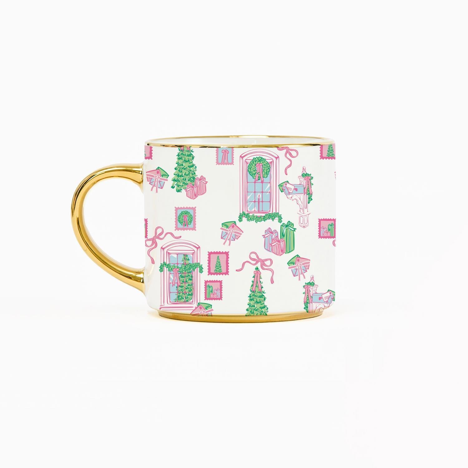 Cafe Mug  Christmas Cottage Pattern