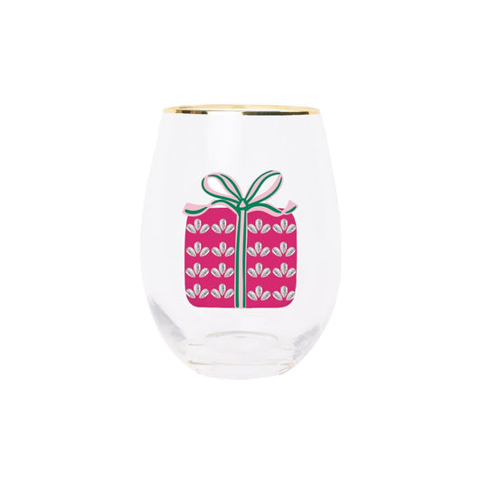 Wine Glass Wrapped In Cheer Embellished