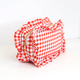 Gingham Frilly Makeup Bags, Makeup Bags, Summer Bag