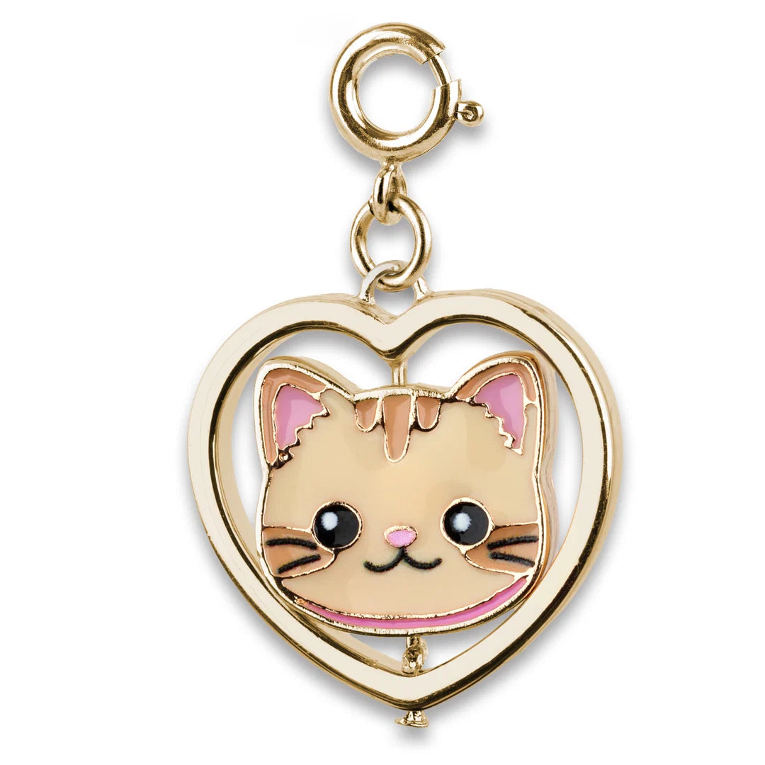 Gold Cat & Dog Spinner Charm