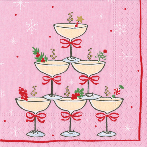 Sparkling Coupes Pink Napkin Cocktail