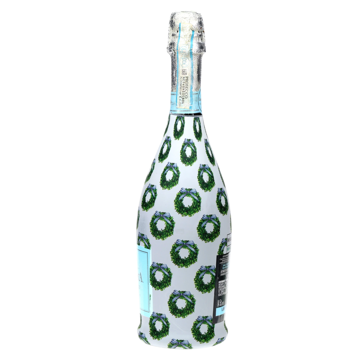 WH Hostess Boxwood Wreaths Prosecco Bottle Wrap