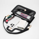 Solid Faux Leather Transparent Rectangle Shoulder Bag
