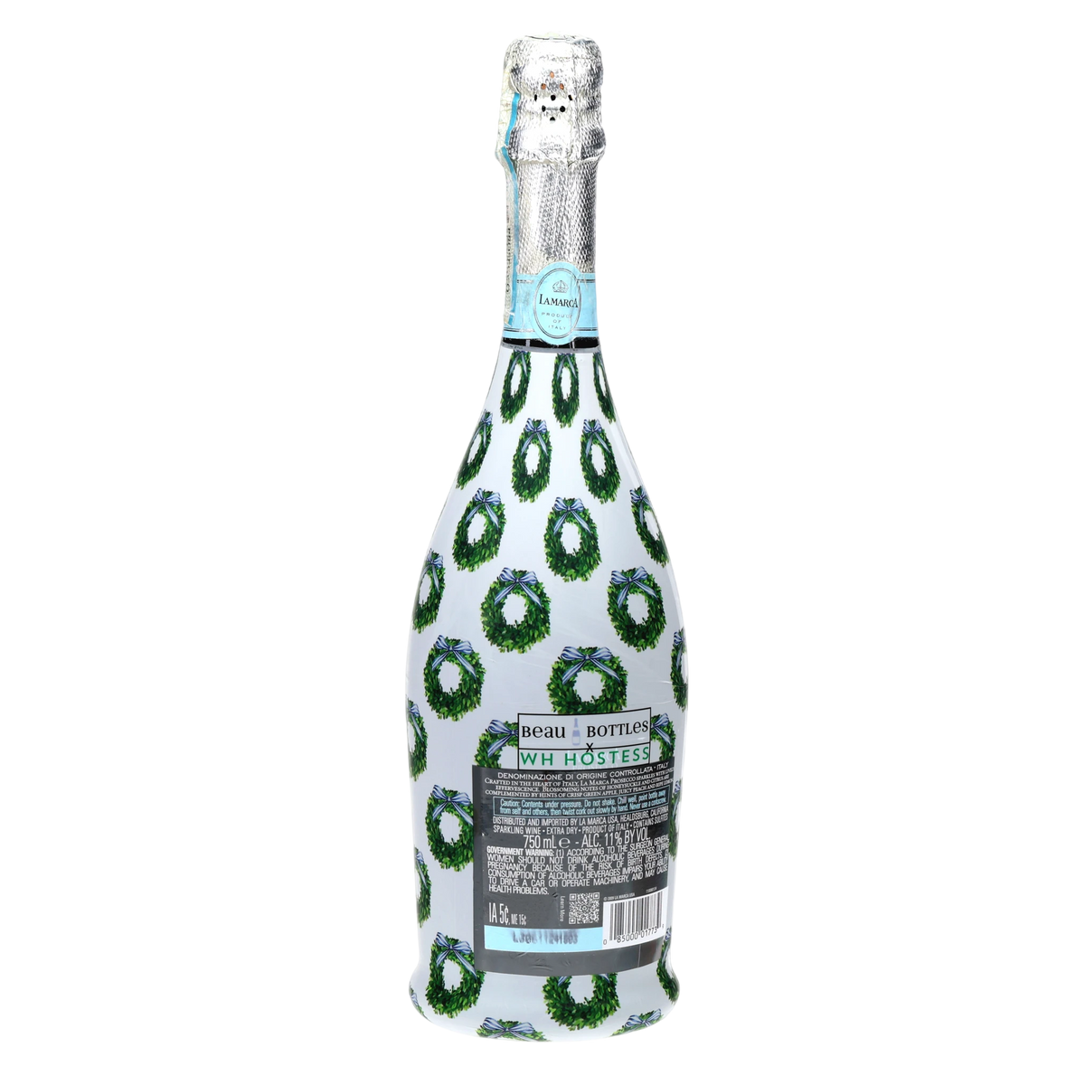WH Hostess Boxwood Wreaths Prosecco Bottle Wrap