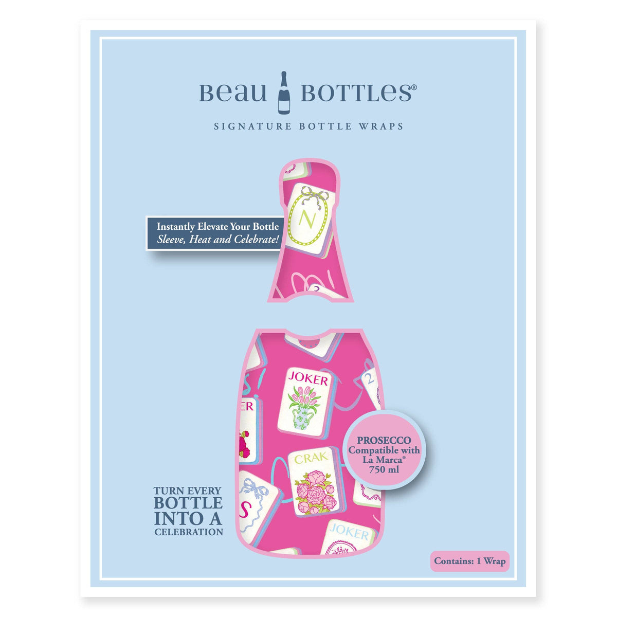 Pink Mahjong Prosecco Bottle Wrap
