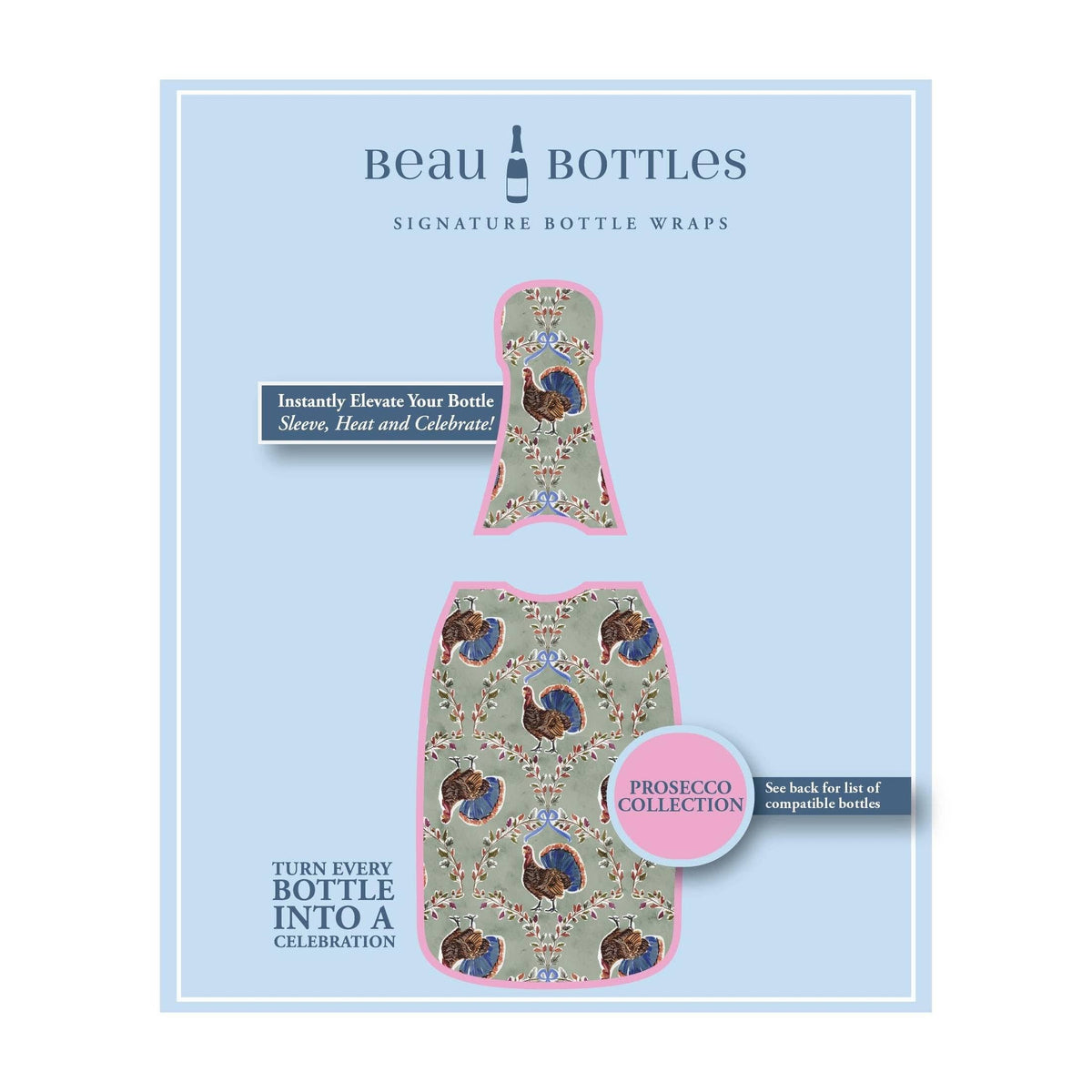 Autumn Turkey Trellis Prosecco Bottle Wrap