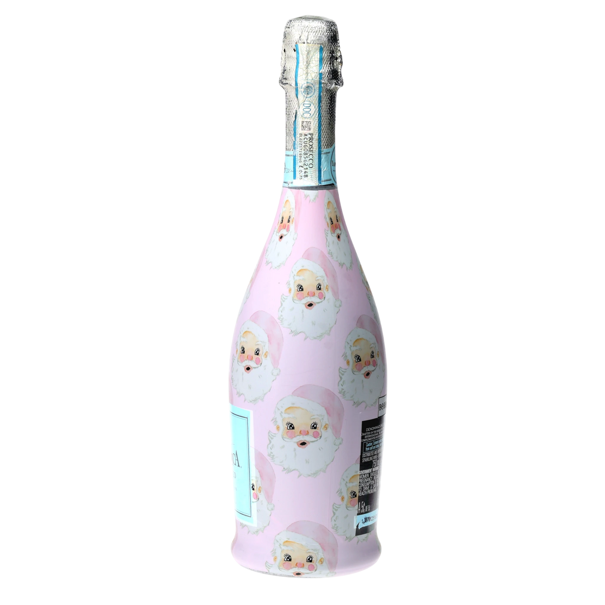 Limited Edition Watercolor Pink Santa Prosecco Bottle Wrap