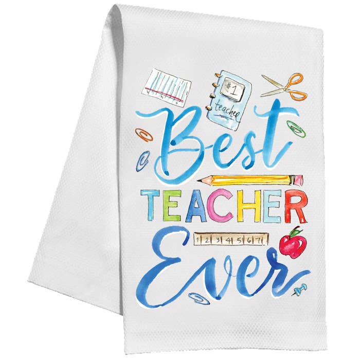 Handpainted Best Teacher Ever Kitchen Towel