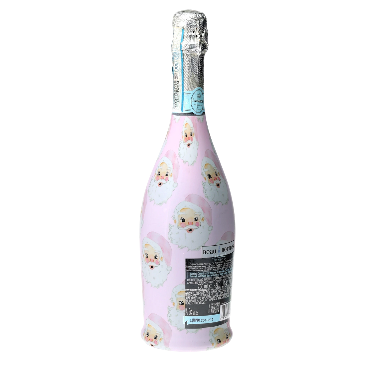 Limited Edition Watercolor Pink Santa Prosecco Bottle Wrap