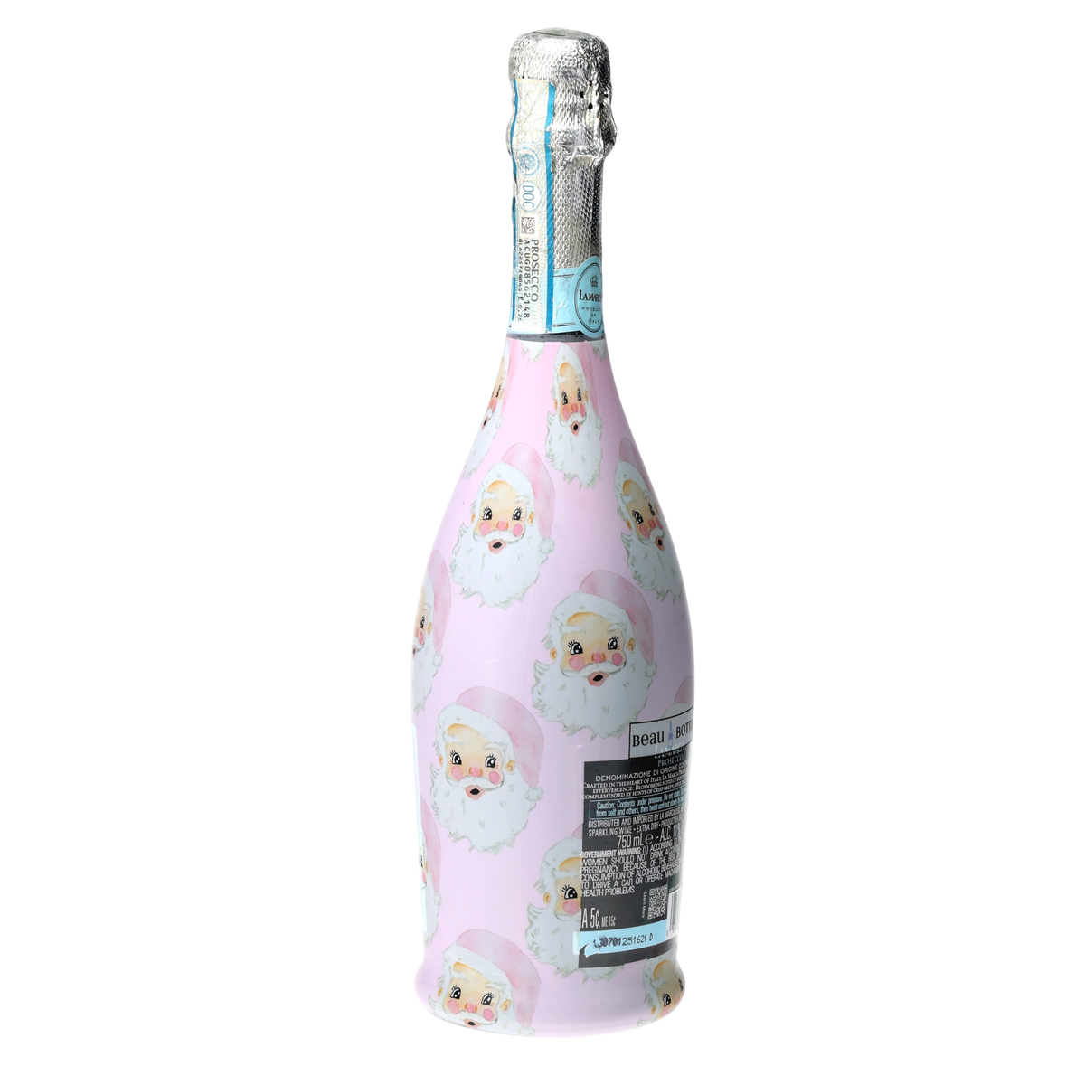 Limited Edition Watercolor Pink Santa Prosecco Bottle Wrap