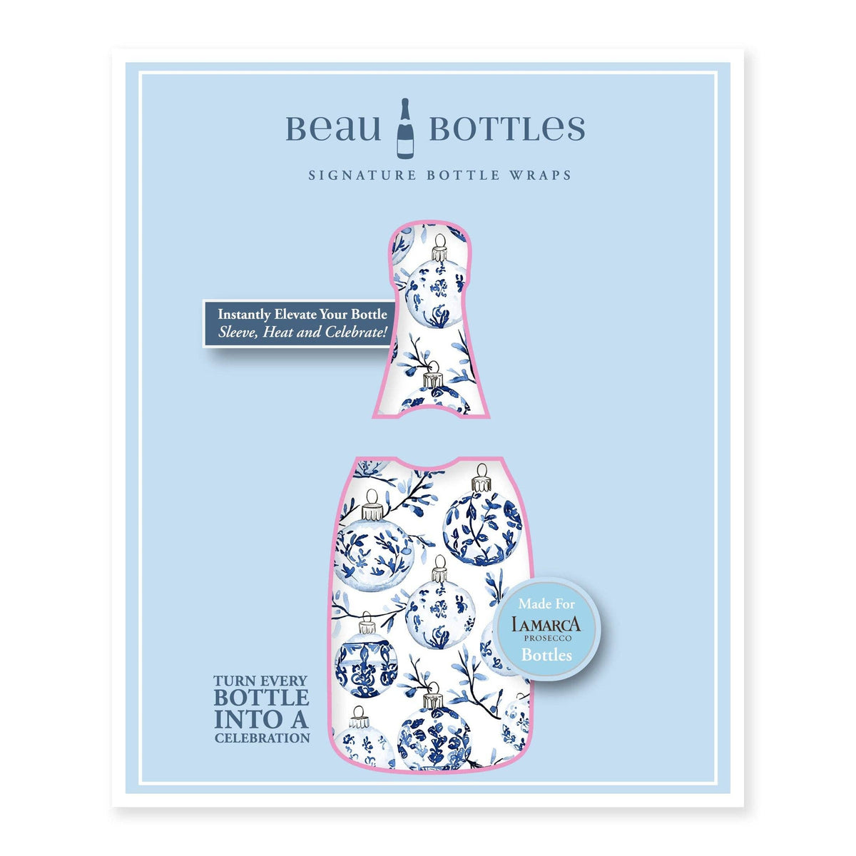 Limited Edition Blue Ornaments Prosecco Bottle Wrap