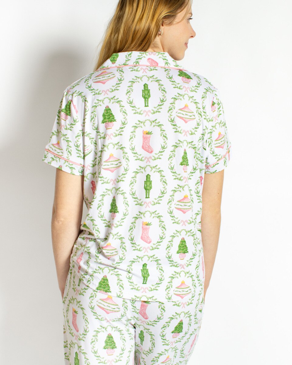 Nutcracker Trellis Short Sleeve Button Up & Pant Set