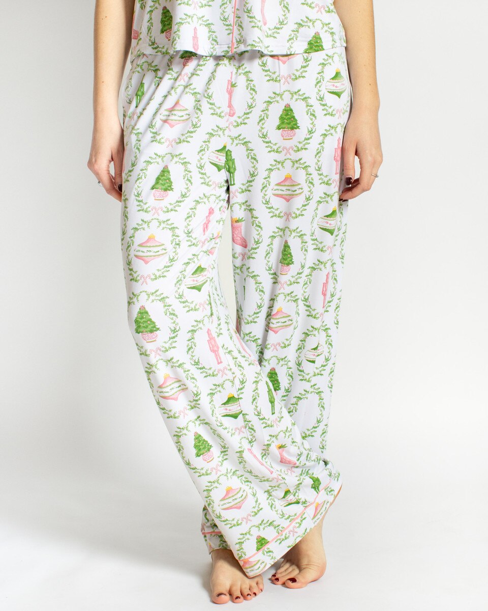 Nutcracker Trellis Short Sleeve Button Up & Pant Set