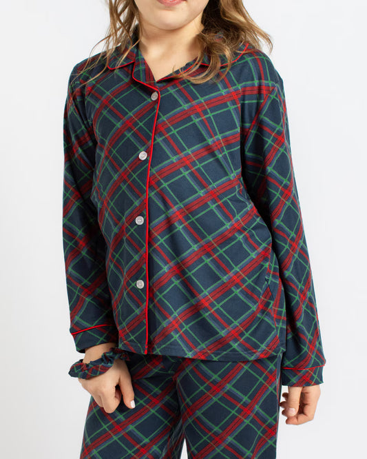 Girl's Layton Plaid Long Sleeve Pants Sleep Set