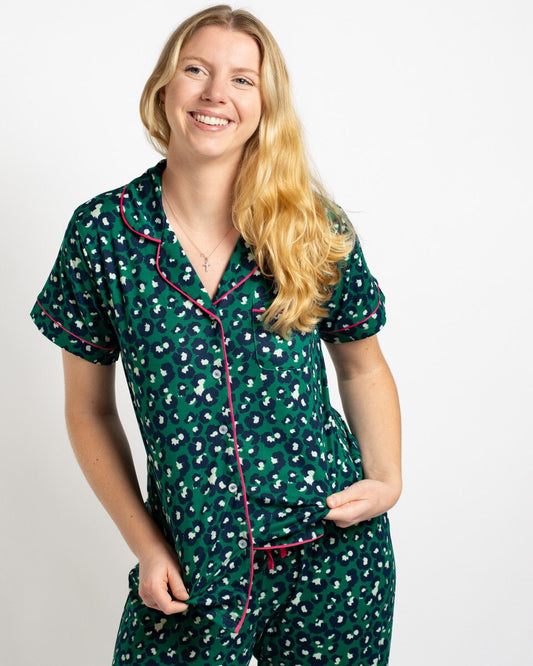Whitney Short Sleeve Button Up Sleep Shirt and pants set  XLarge