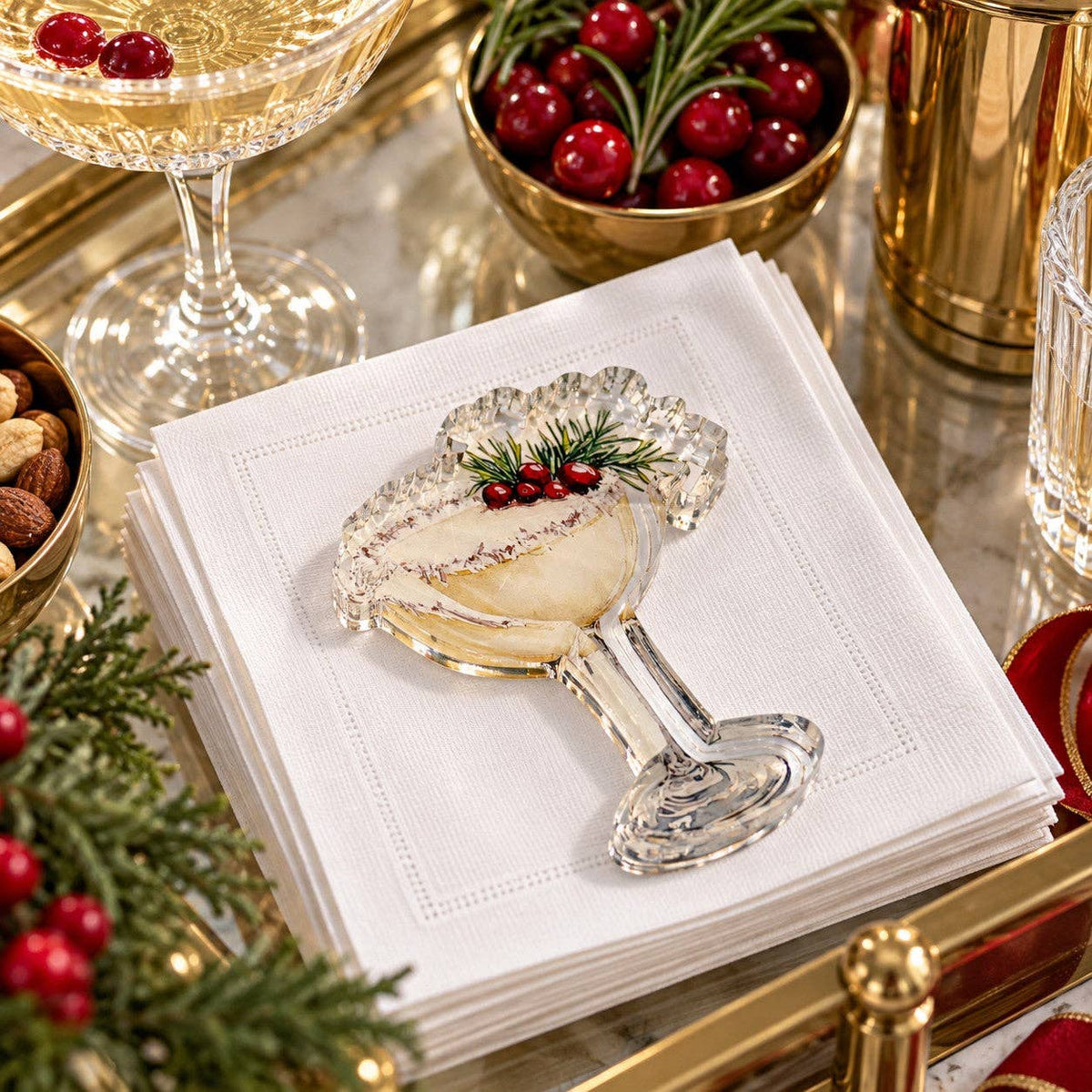 Acrylic Napkin Weight, Festive Cocktail