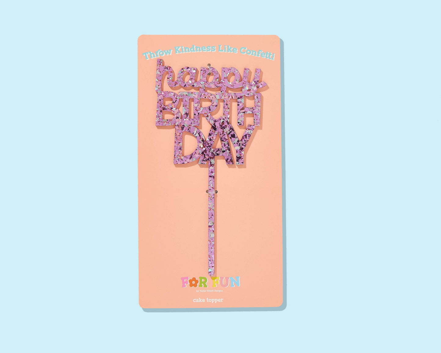 FOR FUN - Cake Topper - "Happy Birthday" - Purple Confetti