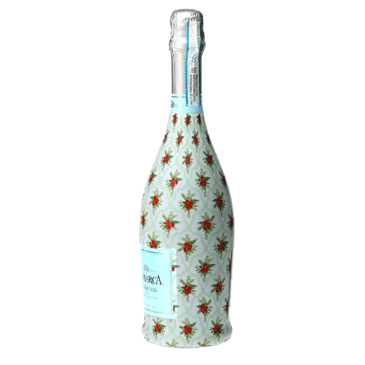 Limited Edition Scalloped Christmas Berries Prosecco Bottle Wrap