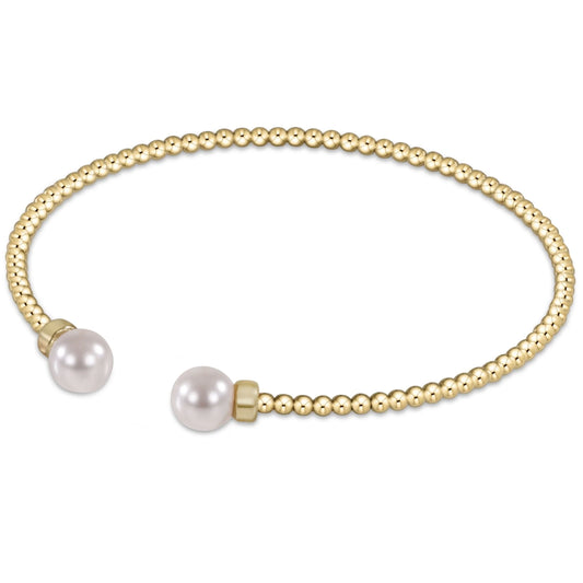 Classic Gold 2mm bead cuff - Pearl