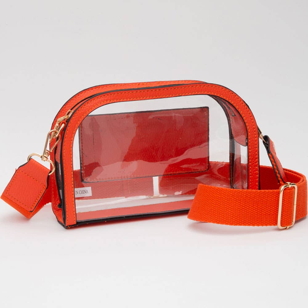 Faux Leather Transparent Crossbody Camera Bag