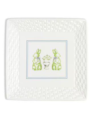 Francesca Bunny Platter White/Multi 11.5x11.5