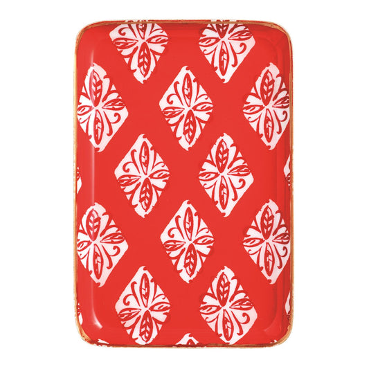 Red Block Metal Tidbit Plate