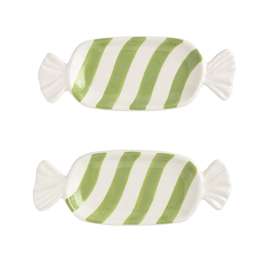 Green Candy Tidbit Plate Set