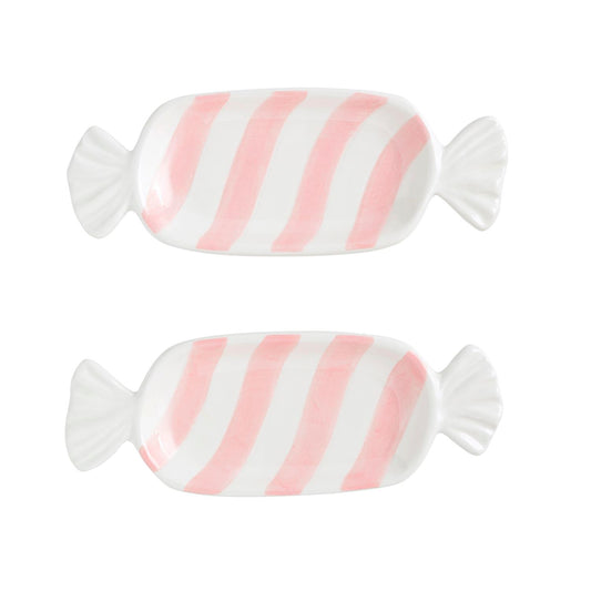 Pink Candy Tidbit Plate Set