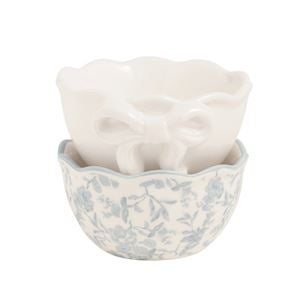 Toile And White Bow Ramekins