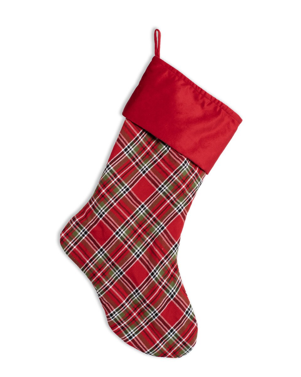 Christmas Plaid Stocking with monogram