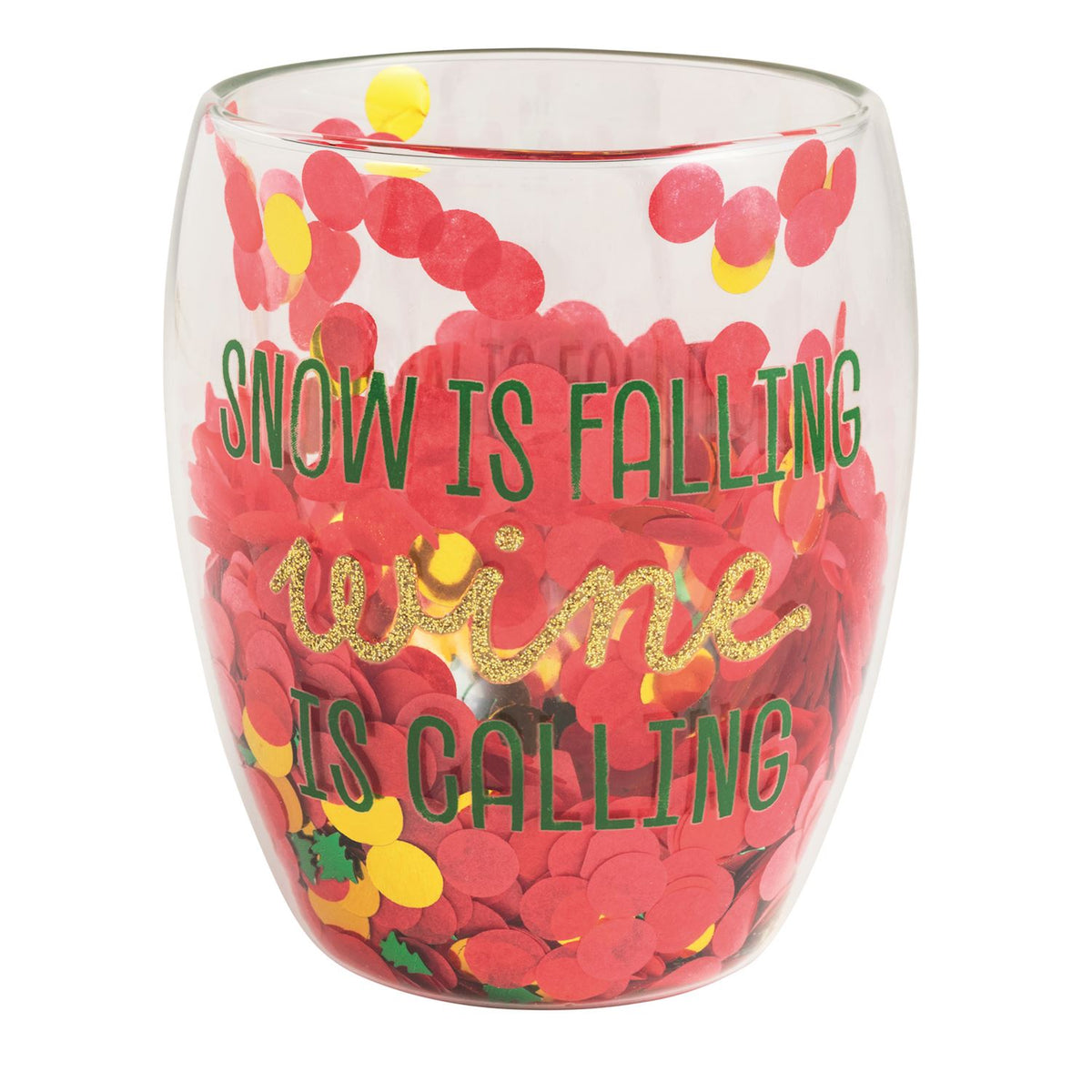 Snow Is Falling Confetti Wine Glass Set
