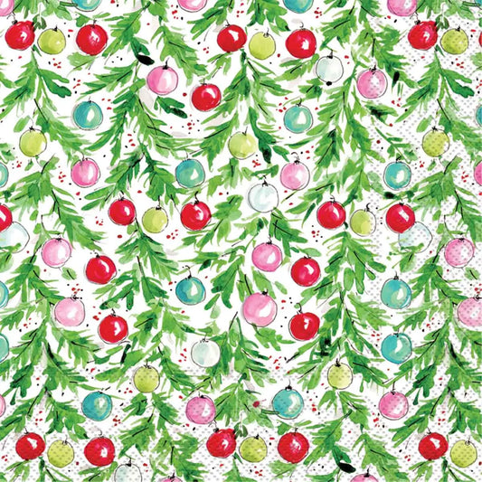 Paper Cocktail Napkins 20 Ct Christmas Ornaments & Lights