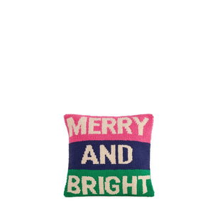 "MERRY AND BRIGHT" TUFTED PILLOW,MULTI