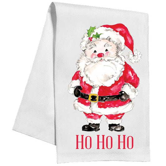 Ho Ho Ho Santa in Red Suit Standing Kitchen Towel
