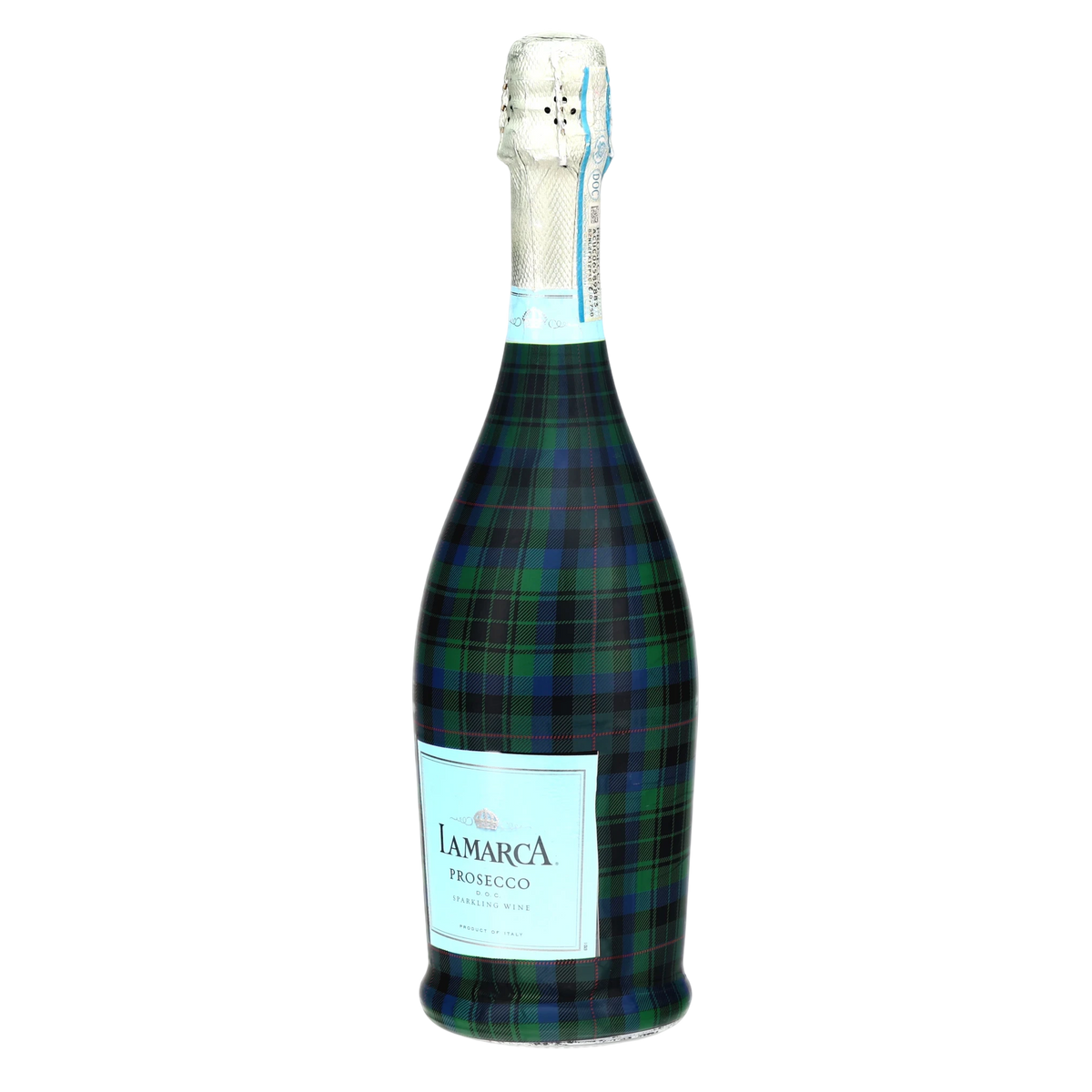 Blue & Green Christmas Tartan Prosecco Bottle Wrap