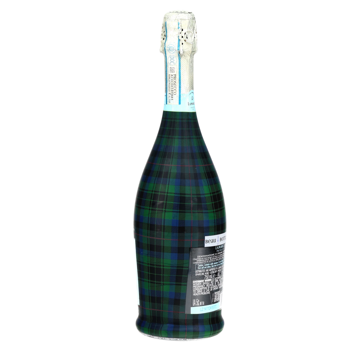 Blue & Green Christmas Tartan Prosecco Bottle Wrap